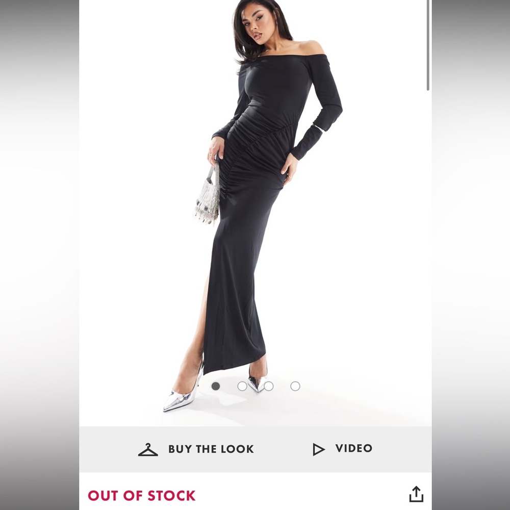 ASOS black ruched maxi dress